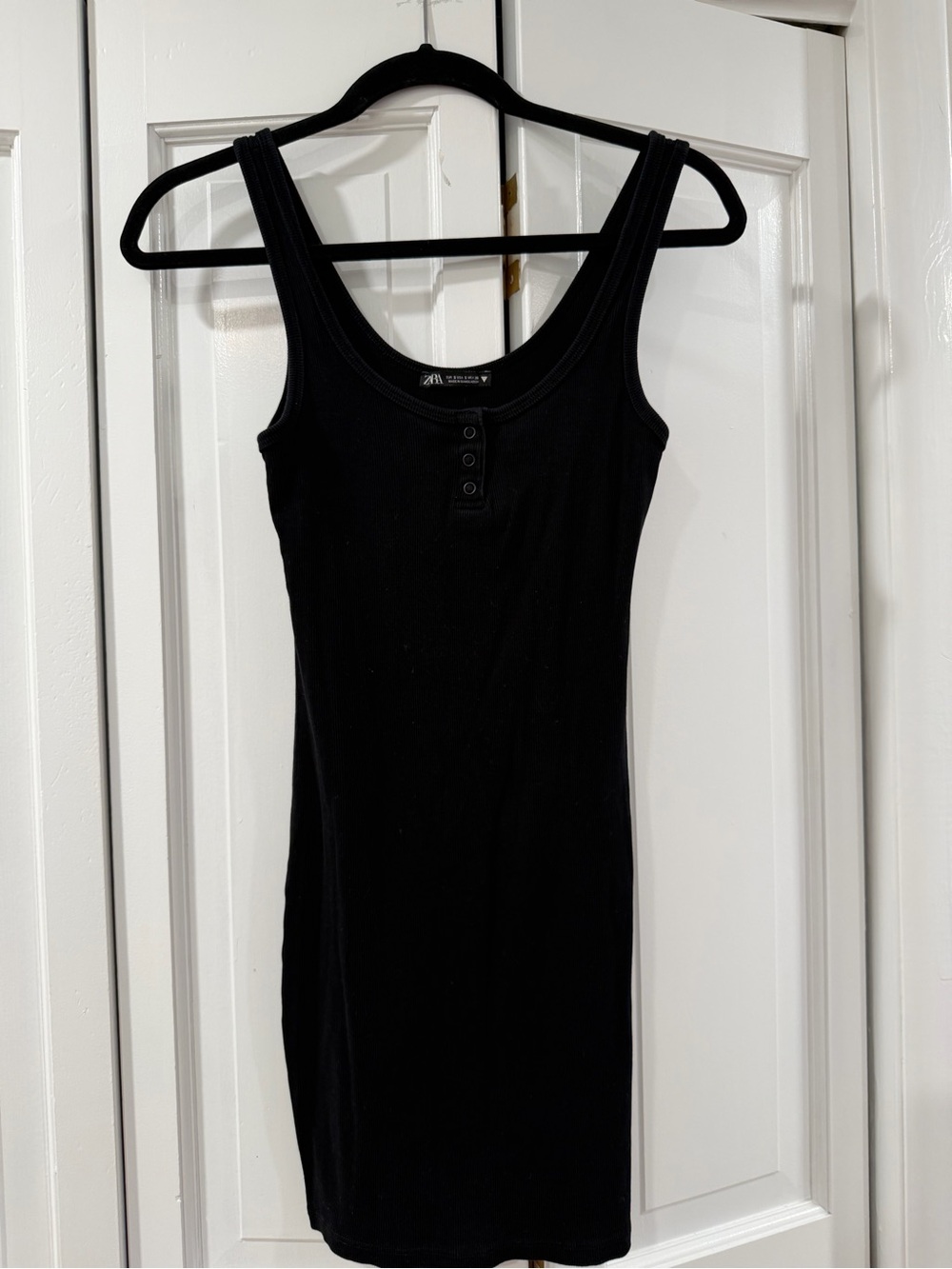 Zara Basic Black Ribbed Tank Dress